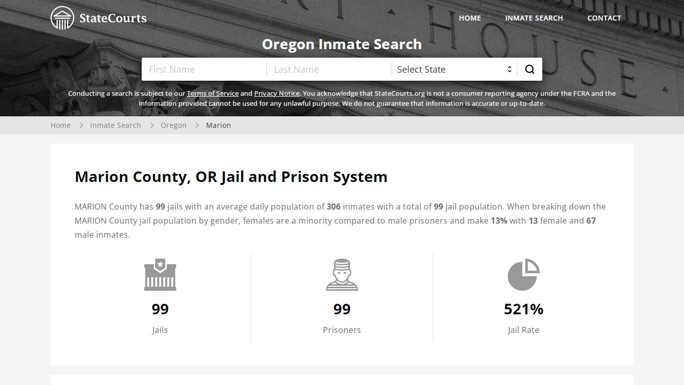 Marion County, OR Inmate Search - StateCourts